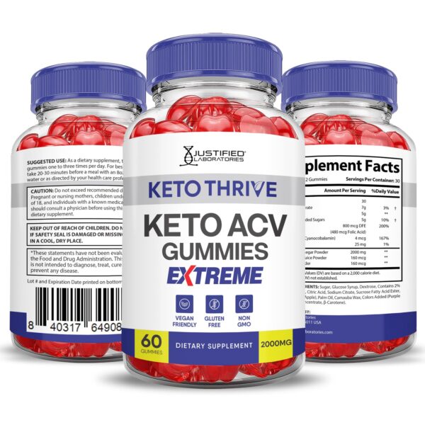 Gomitas Keto Thrive keto acv con ingredientes premium sabor intenso