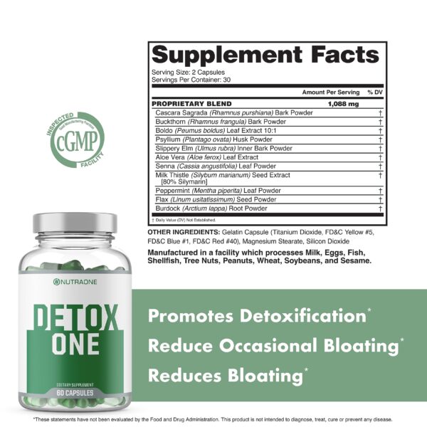 Suplemento digestivo NutraOne DetoxOne para limpieza natural