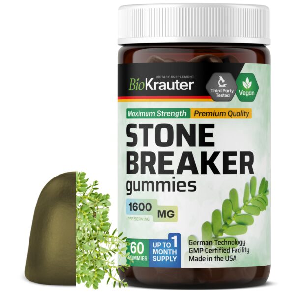 Frasco de gomitas BIO KRAUTER Chanca Piedra 1600mg para limpieza renal