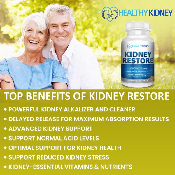 Suplemento Kidney Restore con ingredientes para salud y función renal