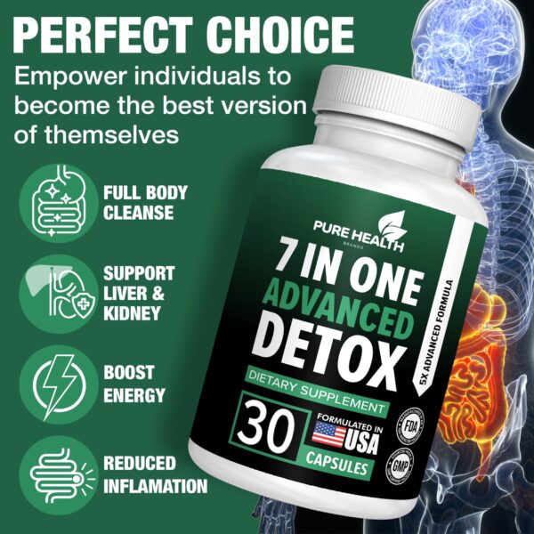 Etiqueta Pure Health Brand fórmula avanzada detox 7 en 1