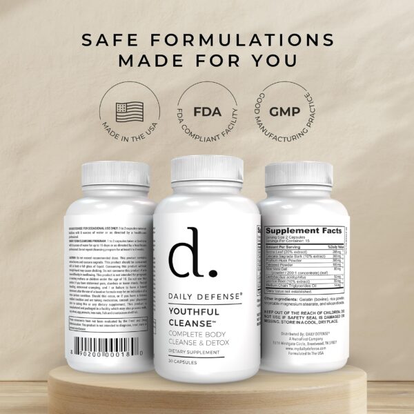 Suplemento natural para detox de colon con ingredientes herbales Daily Defense