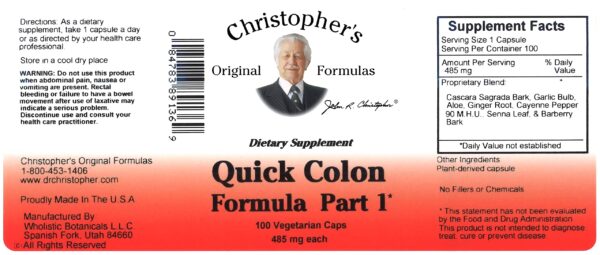 Christopher's Original Formulas Quick Colon mezcla herbal