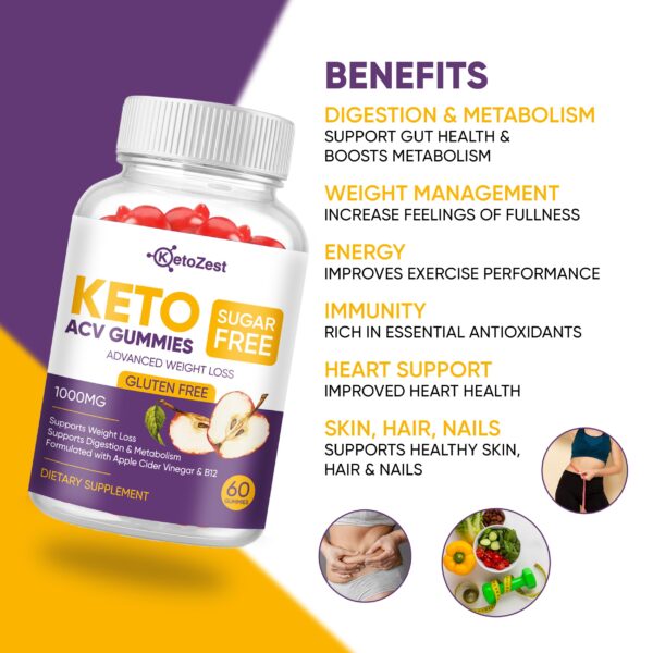 Suplemento keto acv sin azúcar con vitamina B12 y sabor manzana