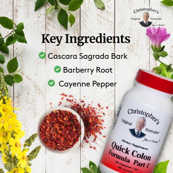 Envase 100 cápsulas Christopher's Quick Colon Parte 1