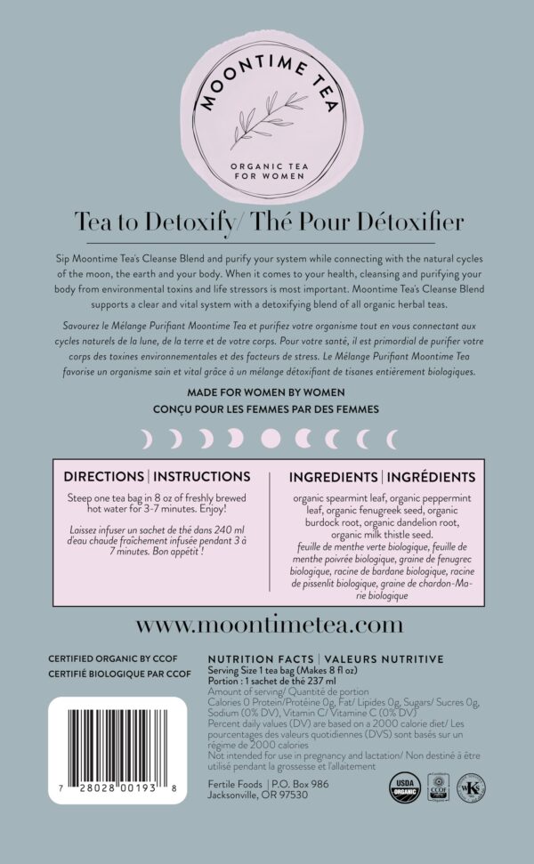 Bolsas de té Moontime Tea con mezcla orgánica de hierbas para limpiar