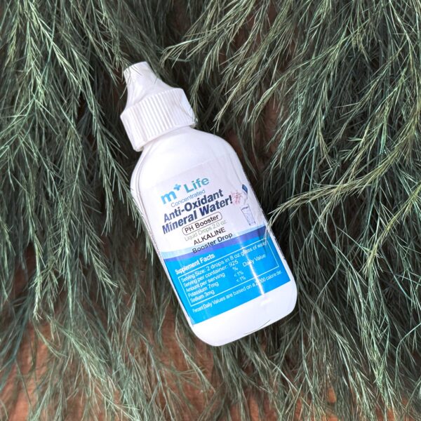 Mplus Life gotas minerales antioxidantes botella posterior lado