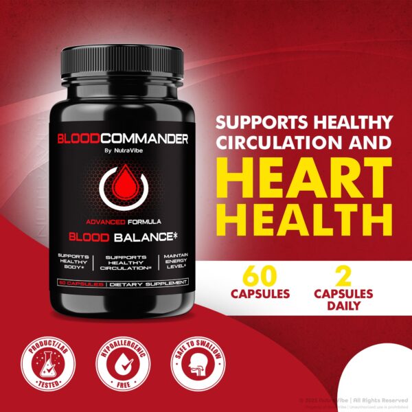 Blood Commander frasco de cápsulas observado de cerca