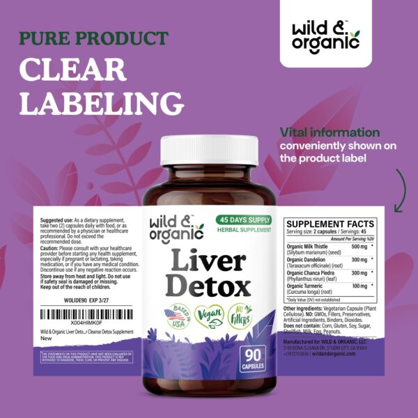Presentación completa cápsulas para limpieza hepática Wild & Organic