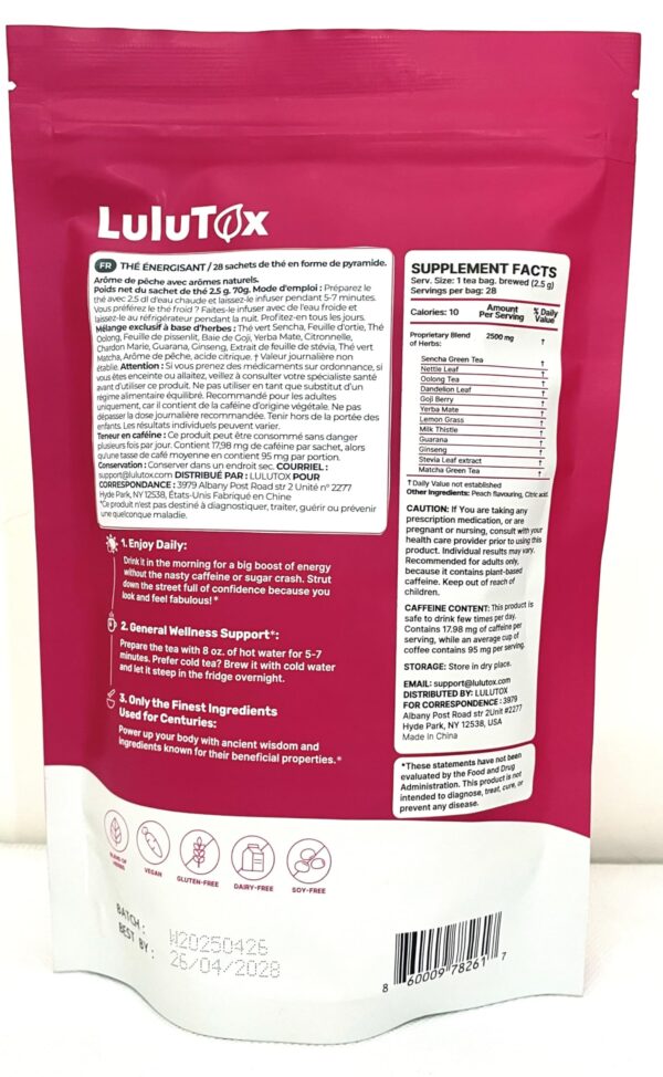 LULUTOX té detox caja paquete herbal natural