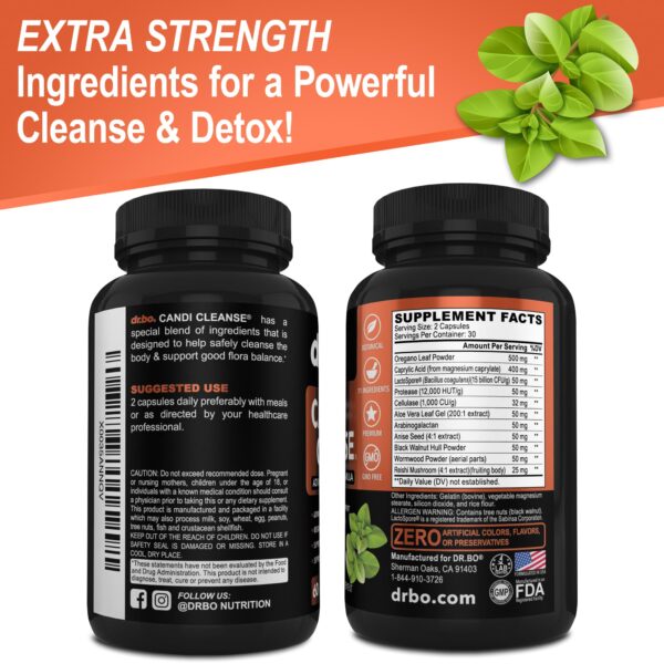 Frasco suplemento fuerza extra para control y limpieza Candi Cleanse Dr. Bo