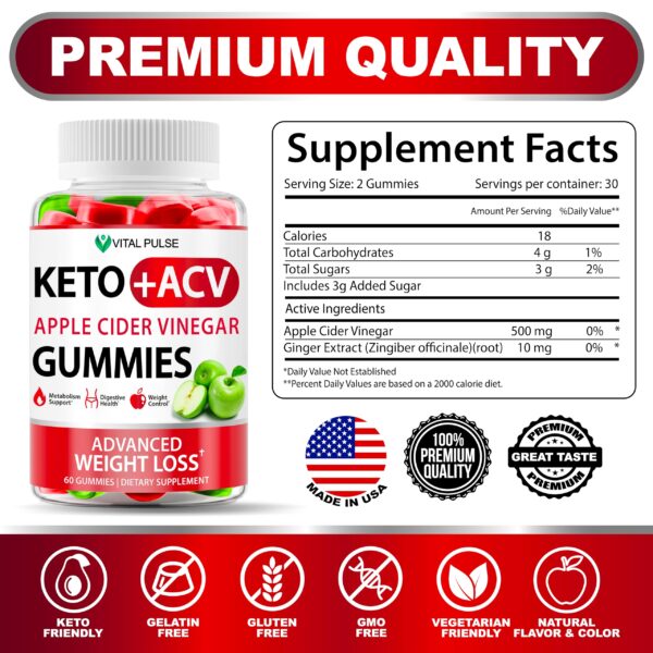Vista cercana de gomitas Keto ACV para adelgazar