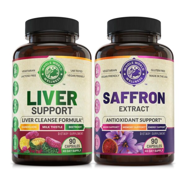 Paquete suplemento detox hígado WHOLE WORLD WELLNESS con extracto de azafrán