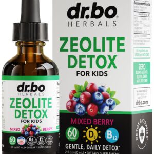 Frasco gotas líquidas Zeolite Detox para niños Dr. Bo sabor baya