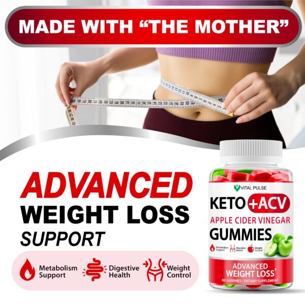 Envase frontal Keto ACV Gummies 60 gomitas sabor manzana