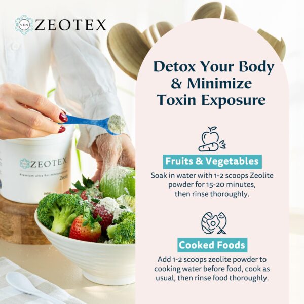 Polvo para detox Zeotex para cuerpo, piel y salud dental