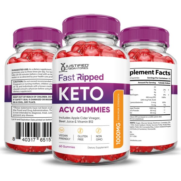 Gomita Fast Ripped Keto ACV vista cerca color y textura