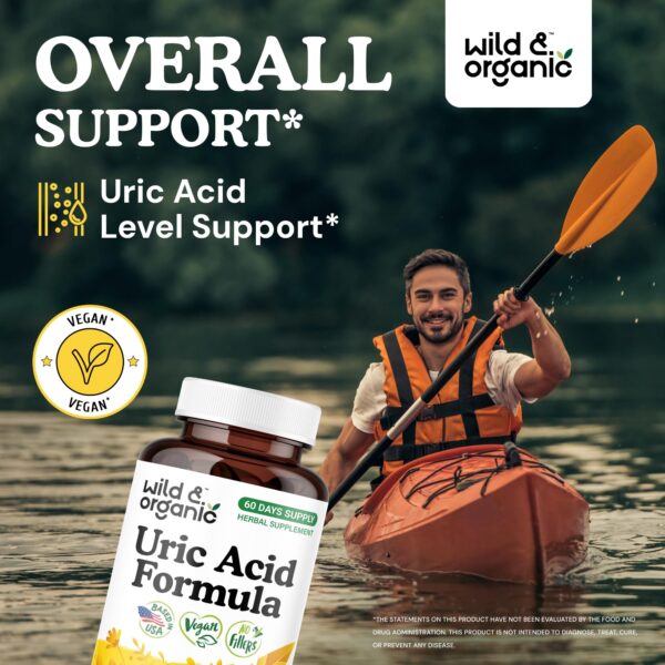 Cápsulas de fórmula ácido úrico Wild & Organic en primer plano