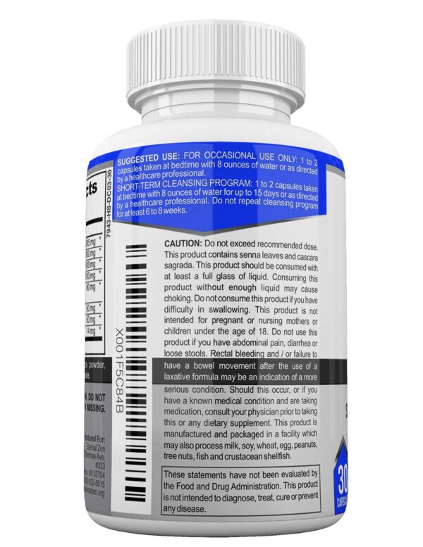 Envase Eternal Zen limpiador de colon de 15 días 30 cápsulas