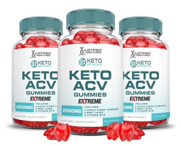 Keto Genesis Keto Gummies ACV 2000MG paquete de 3