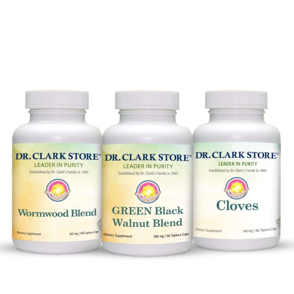 Kit limpieza intestinal Dr Clark Store con nogal negro ajenjo clavos