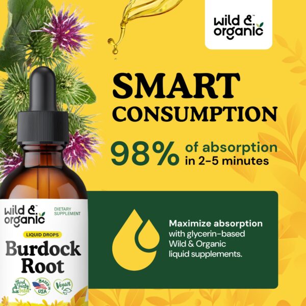 Embalaje de tinctura raíz de bardana Wild & Organic para detox