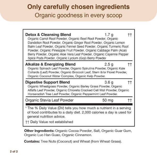 mezcla orgánica Detox Organics superalimento polvo vegano