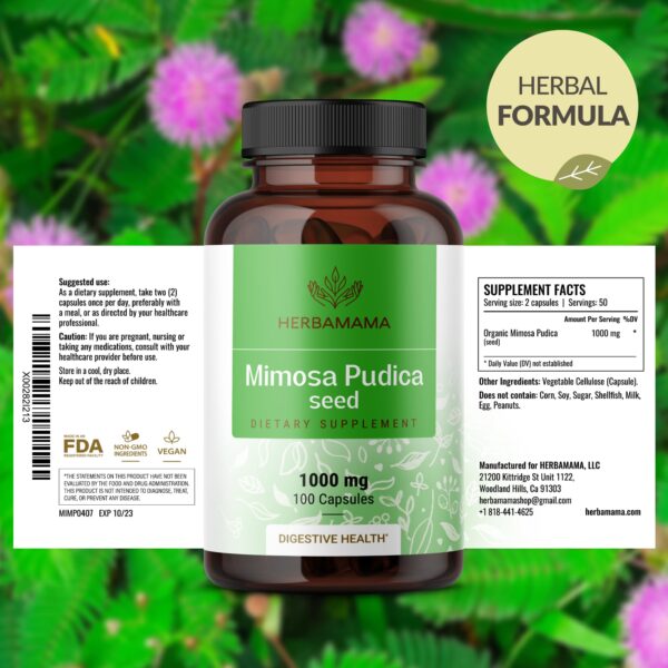 Apoyo digestivo natural con cápsulas Mimosa Pudica Herbamama