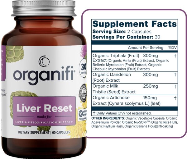 Cápsulas Liver Reset para apoyo digestivo e inmune Organifi