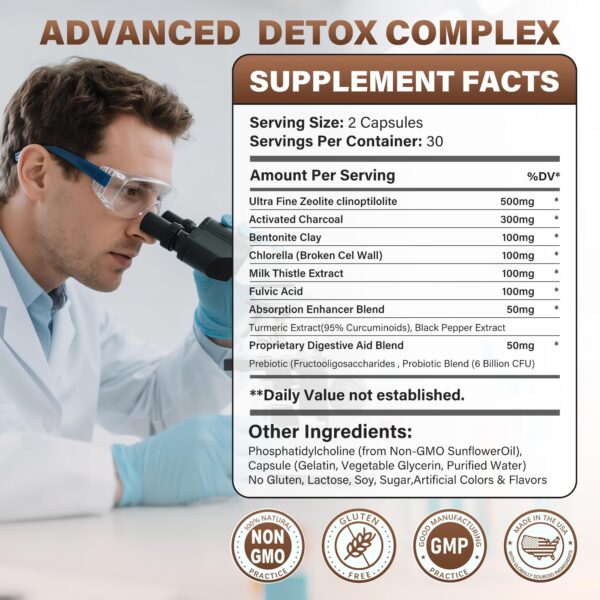 suplemento zeolita clinoptilolita 1300mg bentonita cúrcuma probióticos