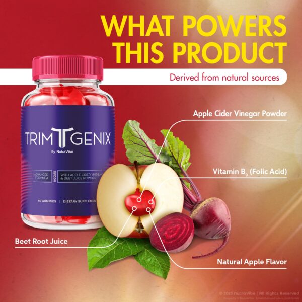 Frasco de NutraVibe Trim Genix Gummies en estante