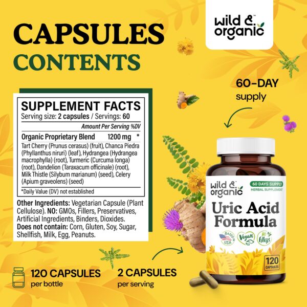 Cápsulas Wild & Organic con mezcla de cerezay hierbas para ácido úrico