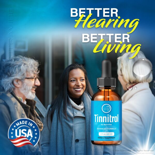 Imágenes de etiquetas y empaque NutraVibe Tinnitrol gotas originales