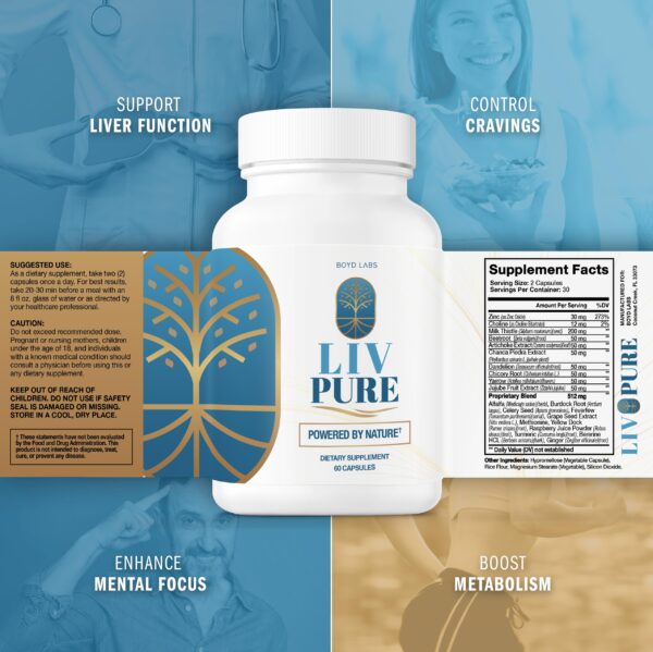 Cápsulas Liv Pure para limpieza hepática