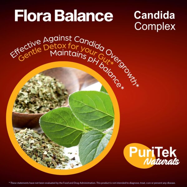 Frasco Puritek Naturals Flora Balance cápsulas detox candida