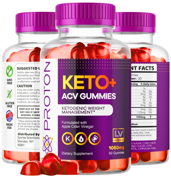 Proton Keto ACV Gummies 1050mg suplemento apoyo keto y pérdida peso