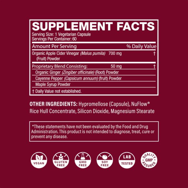 Frasco parte trasera con etiqueta Life's Fortune vinagre manzana Frasco parte trasera con etiqueta Life's Fortune vinagre manzana