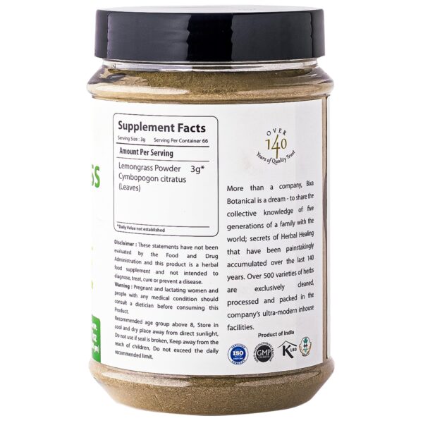 bixa BOTANICAL polvo hierba de limón etiqueta ingredientes naturales