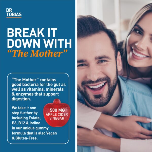 Etiqueta y beneficios de gomitas Dr Tobias vinagre sidra manzana