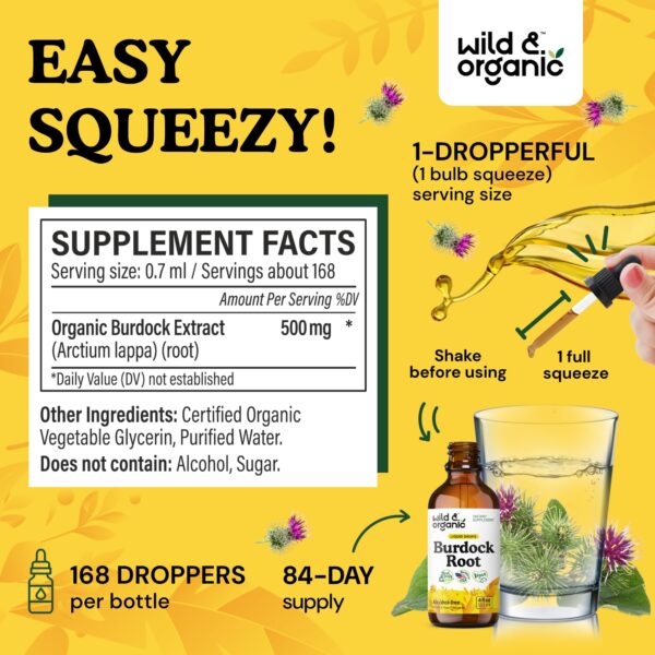 Gotas líquidas raíz de bardana sin alcohol Wild & Organic