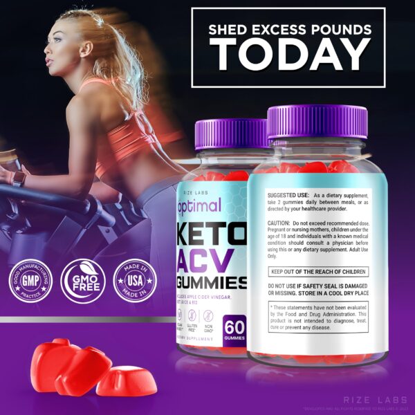 Gomitas rize labs Keto ACV otra perspectiva frontal