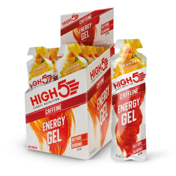 Paquete 20 sachets High5 Energy Gel Plus sabor naranja