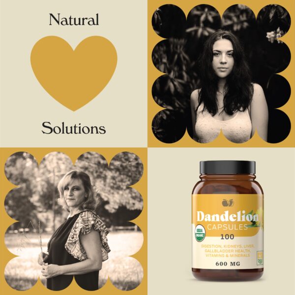 Etiqueta frontal cápsulas diente de león orgánico