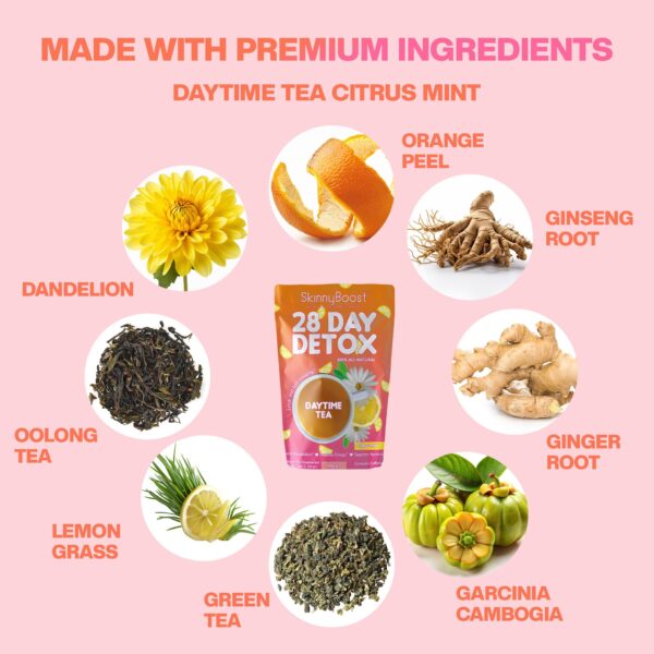 Close up bolsitas de té detox natural SkinnyBoost