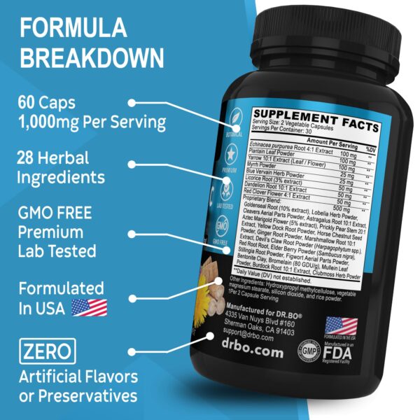 Soporte linfático con ingredientes naturales en suplemento DR BO