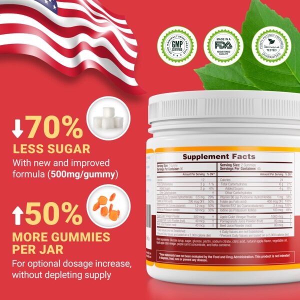 Botella de gomitas ACV natural para digestión y energía