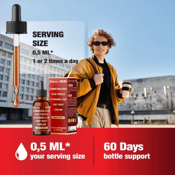 Botella del suplemento para 60 días Satoomi 5 en 1 raíz de diente de león