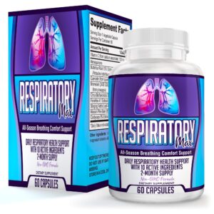 Botella Respiratory-MAX suplemento salud pulmonar 60 cápsulas