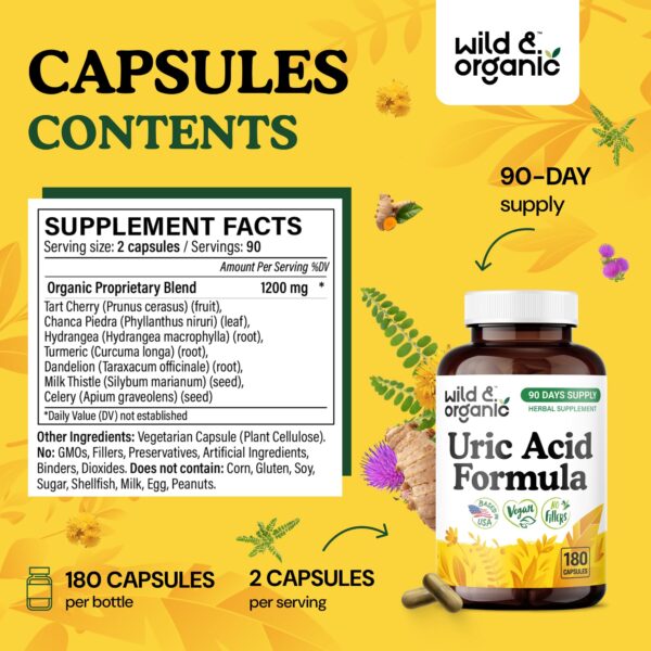 Cápsulas Wild & Organic con polvo de cereza ácida y cúrcuma para ácido úrico