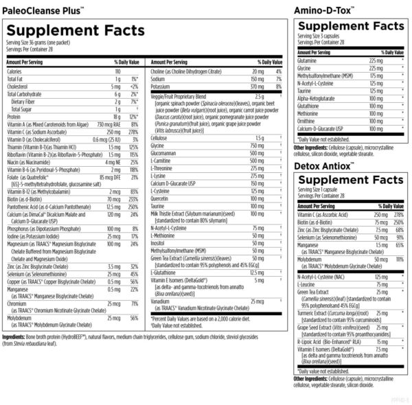 Paquete cápsulas Amino D-Tox y Detox Antiox para detox